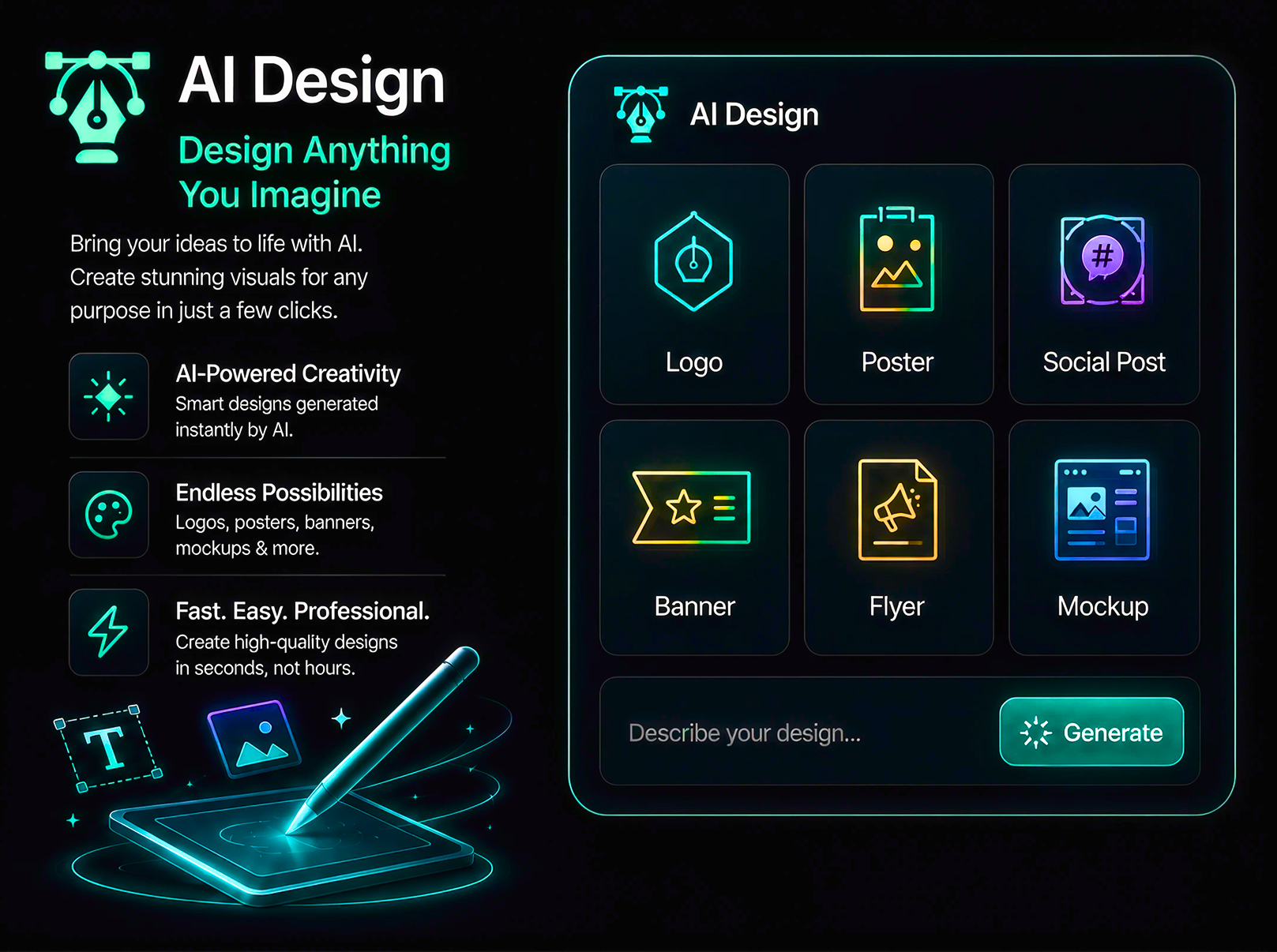 The AI Video tool with a generated clip, frame strip and prompt box